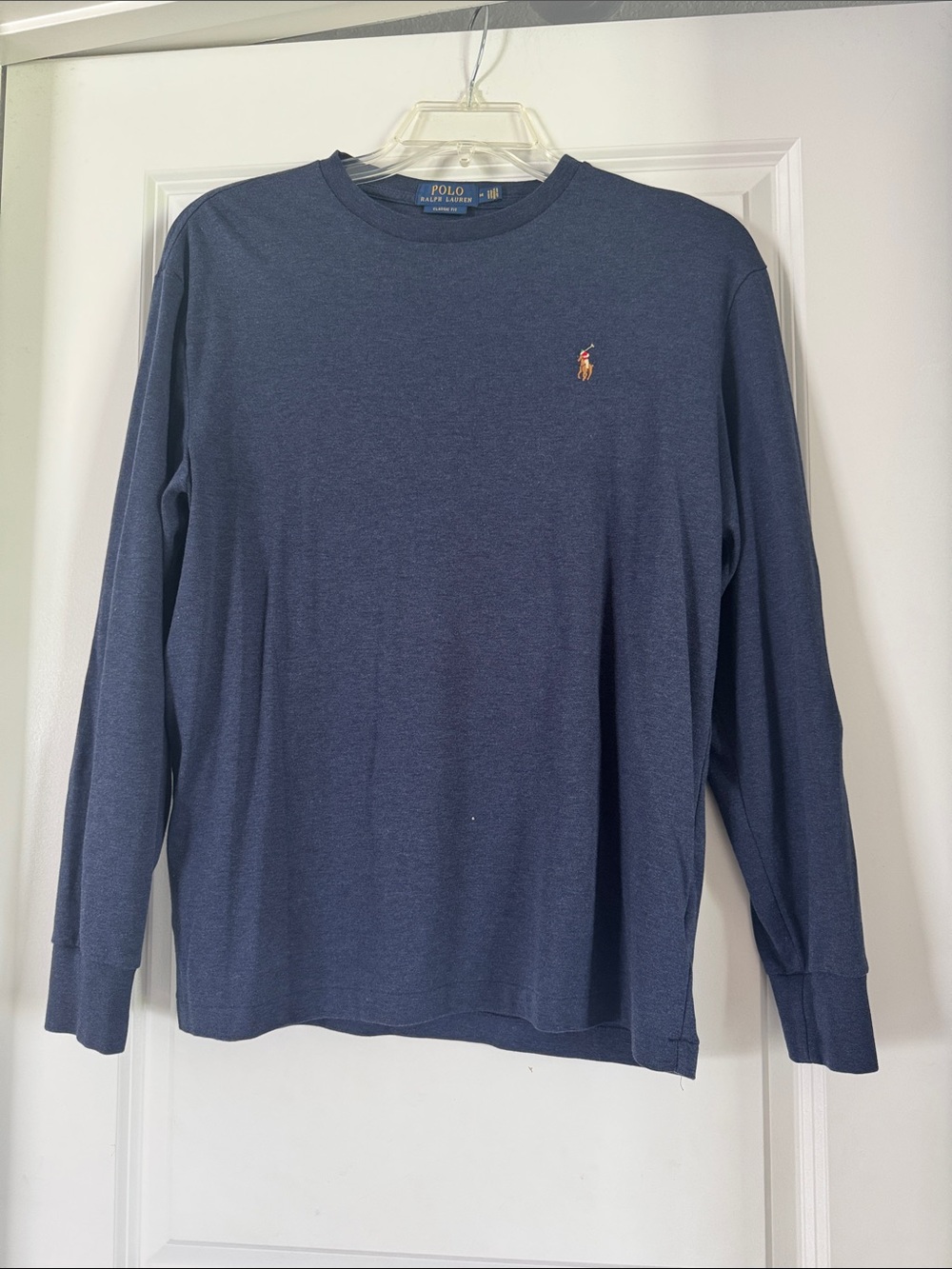 Polo by Ralph Lauren Navy Long-Sleeve Crew Shirt with Embroidered Pony(1068)